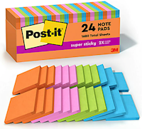 STICKY NOTES, NOTEPADS, POST-IT, 3" X 3", 70 SHEETS/PAD, 24 PADS/CT MAIN